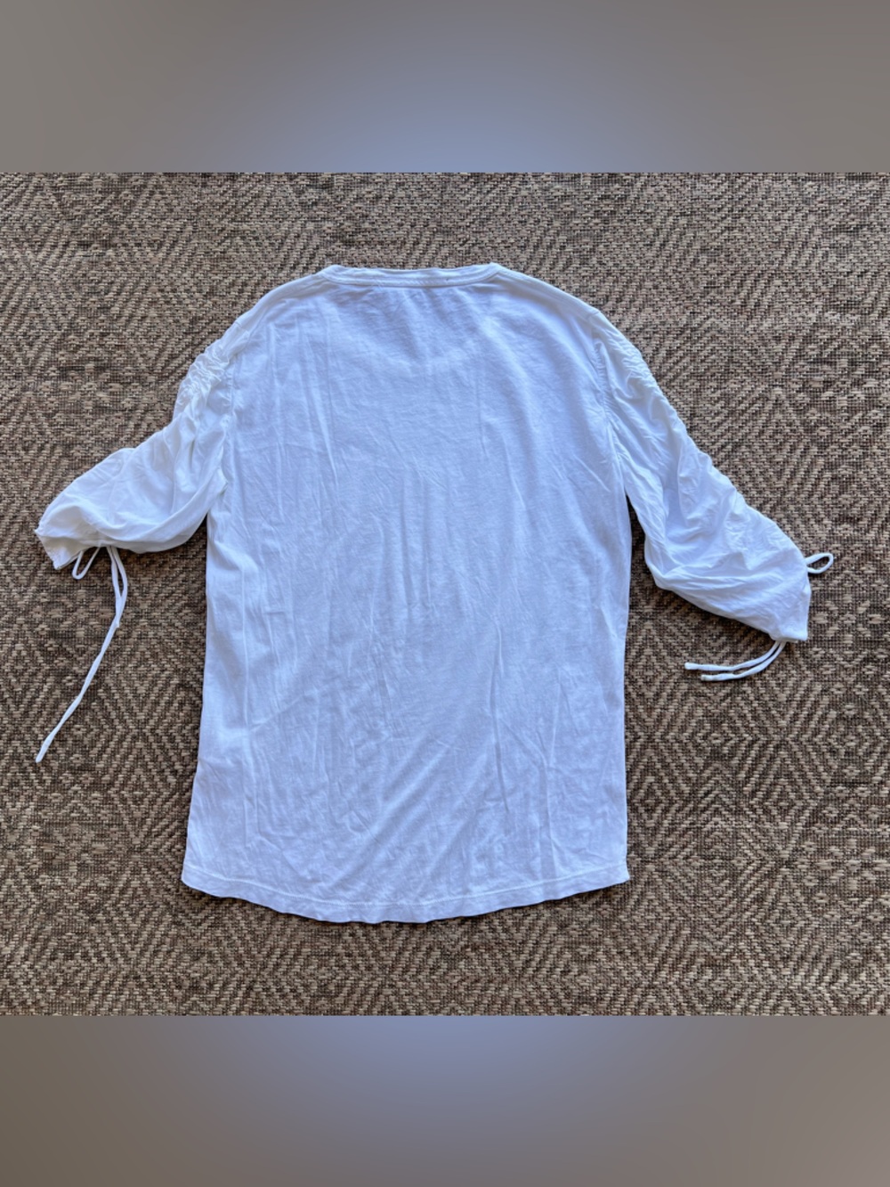Veronica Beard Waldorf White Ruched Sleeve T-Shirt Womens Size M - Picture 6 of 6